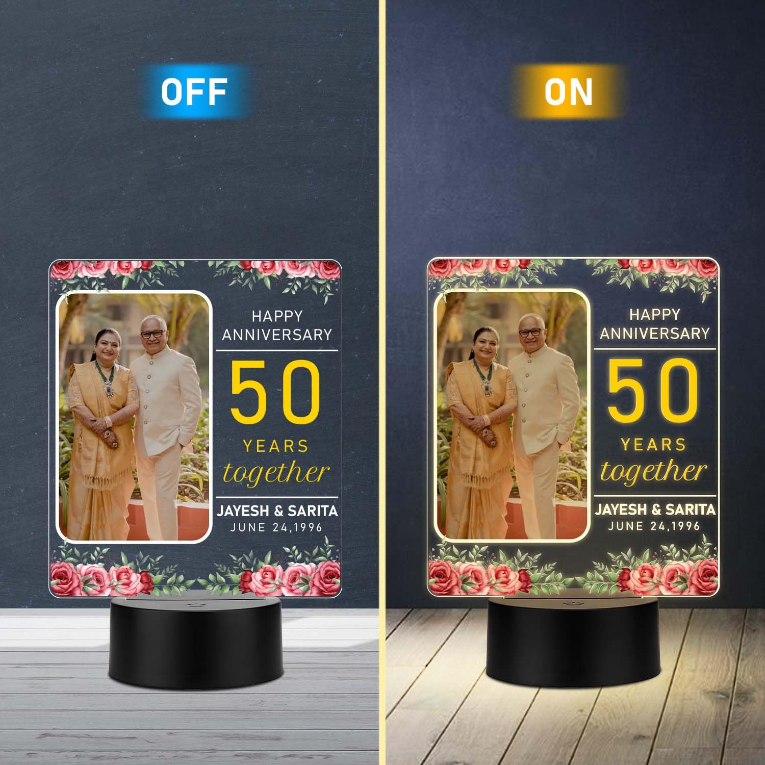 Buy GIFTMEBAZAR Personalized 50th Anniversary LED Lamp Custom with
